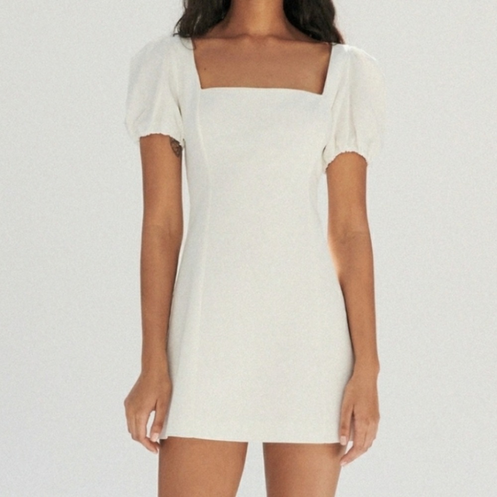 ZARA white linen blend mini dress (M)
